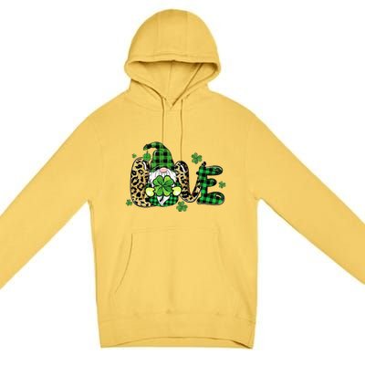 LOVE St Patricks Day Gnomes Shamrock For Women Premium Pullover Hoodie