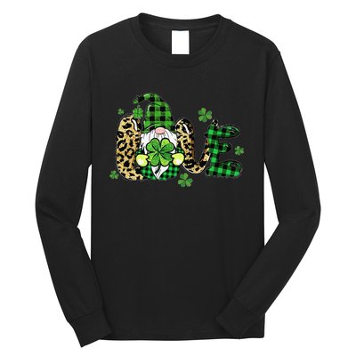 LOVE St Patricks Day Gnomes Shamrock For Women Long Sleeve Shirt