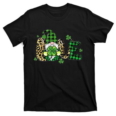 LOVE St Patricks Day Gnomes Shamrock For Women T-Shirt