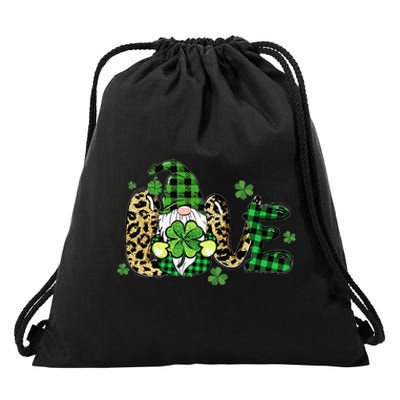 LOVE St Patricks Day Gnomes Shamrock For Women Drawstring Bag