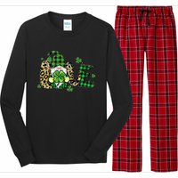 LOVE St Patricks Day Gnomes Shamrock For Women Long Sleeve Pajama Set