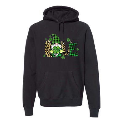 LOVE St Patricks Day Gnomes Shamrock For Women Premium Hoodie