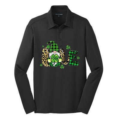 LOVE St Patricks Day Gnomes Shamrock For Women Silk Touch Performance Long Sleeve Polo