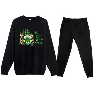 LOVE St Patricks Day Gnomes Shamrock For Women Premium Crewneck Sweatsuit Set