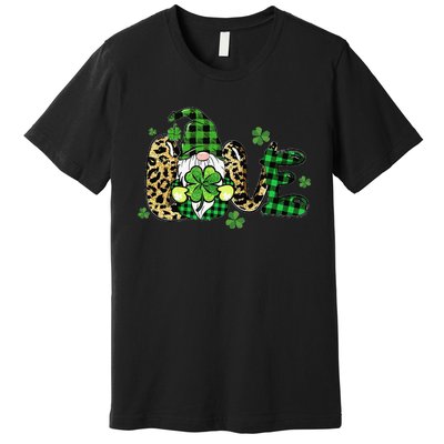 LOVE St Patricks Day Gnomes Shamrock For Women Premium T-Shirt