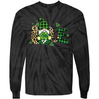 LOVE St Patricks Day Gnomes Shamrock For Women Tie-Dye Long Sleeve Shirt