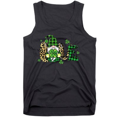 LOVE St Patricks Day Gnomes Shamrock For Women Tank Top