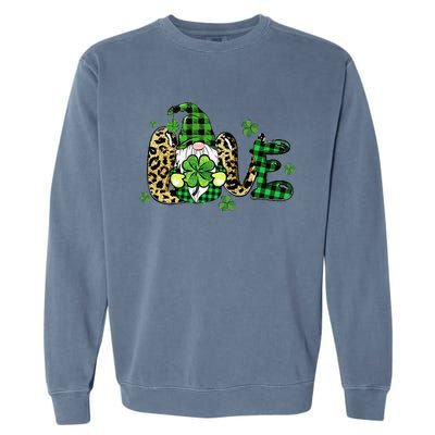 LOVE St Patricks Day Gnomes Shamrock For Women Garment-Dyed Sweatshirt