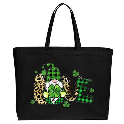 LOVE St Patricks Day Gnomes Shamrock For Women Cotton Canvas Jumbo Tote