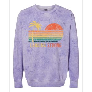 Lahaina Strong Palm Tree And Sunset Colorblast Crewneck Sweatshirt