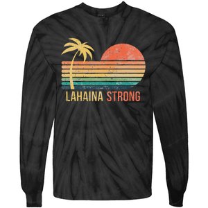 Lahaina Strong Palm Tree And Sunset Tie-Dye Long Sleeve Shirt