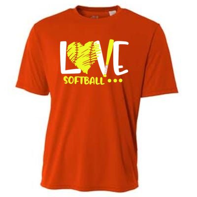 Love Softball Player N Athlete Coach Mom Dad Parent Gift Cooling Performance Crew T-Shirt