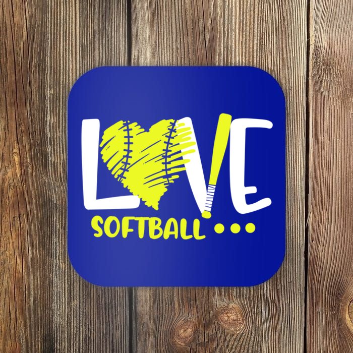 Love Softball Player N Athlete Coach Mom Dad Parent Gift Coaster