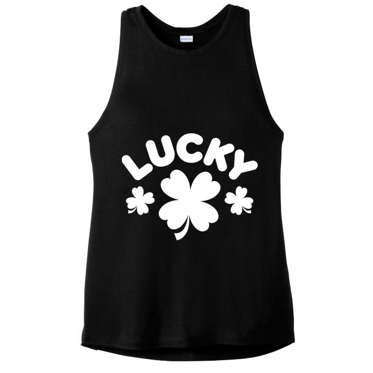 Lucky St Patricks Day Clover Festive Ladies PosiCharge Tri-Blend Wicking Tank