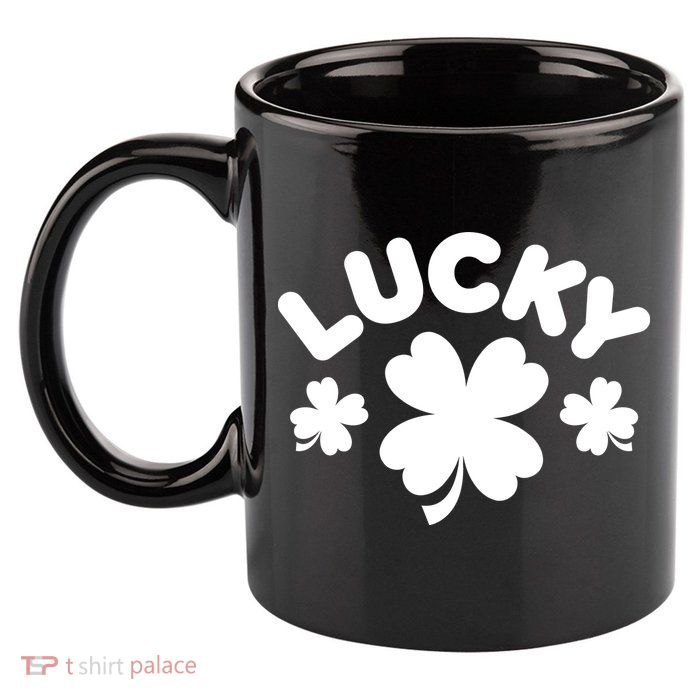 Lucky St Patricks Day Clover Festive 11oz C Handle Ceramic Mug
