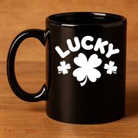 Lucky St Patricks Day Clover Festive 11oz C Handle Ceramic Mug