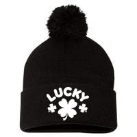 Lucky St Patricks Day Clover Festive Pom Pom 12in Knit Beanie