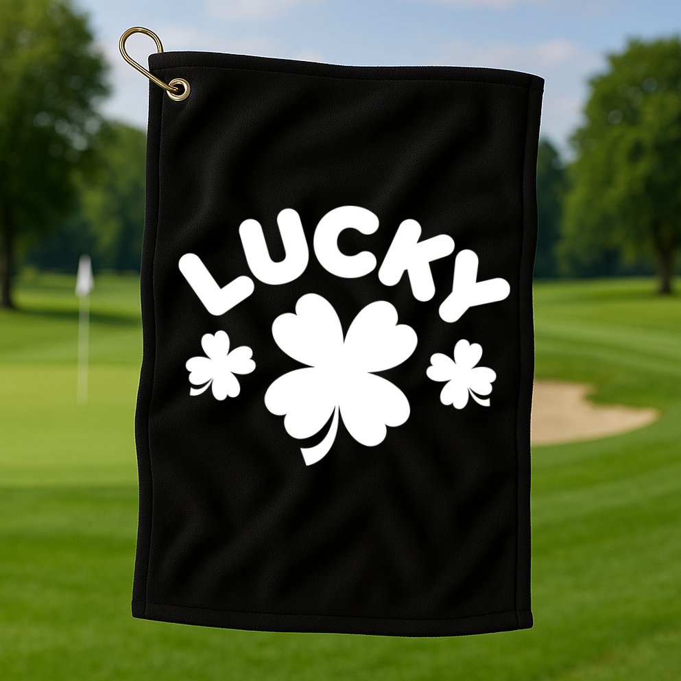 Lucky St Patricks Day Clover Festive Golf Towel