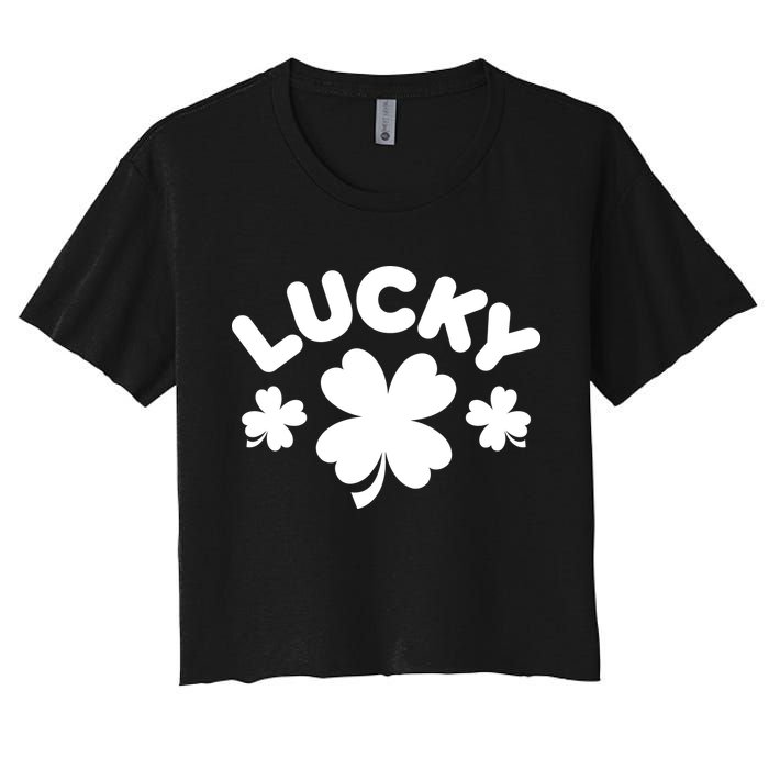 Lucky St Patricks Day Clover Festive Women's Crop Top Tee
