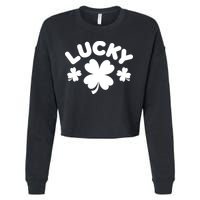 Lucky St Patricks Day Clover Festive Cropped Pullover Crew