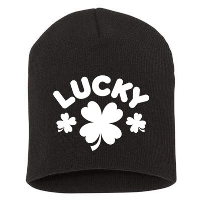 Lucky St Patricks Day Clover Festive Short Acrylic Beanie