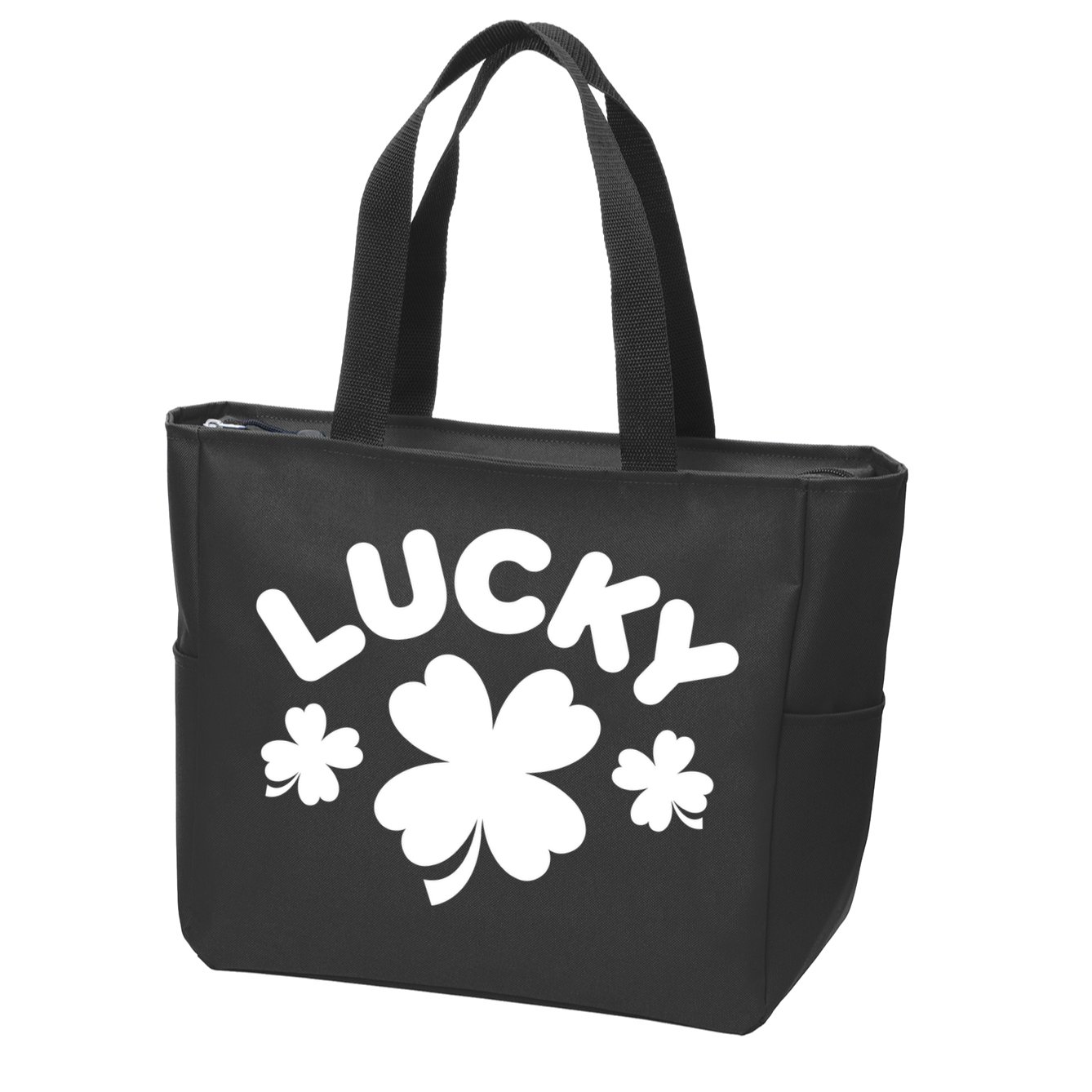 Lucky St Patricks Day Clover Festive Zip Tote Bag