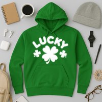 Lucky St Patricks Day Clover Festive Hoodie