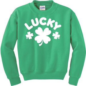 Lucky St Patricks Day Clover Festive Kids Sweatshirt