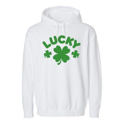 Lucky St Patricks Day Clover Festive Garment-Dyed Fleece Hoodie