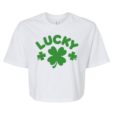 Lucky St Patricks Day Clover Festive Bella+Canvas Jersey Crop Tee