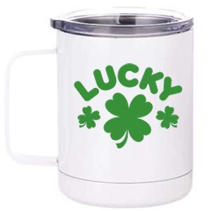 Lucky St Patricks Day Clover Festive 12 oz Stainless Steel Tumbler Cup