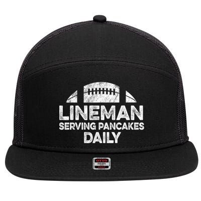Lineman Serving Pancakes Daily Football Offensive Lineman 7 Panel Mesh Trucker Snapback Hat