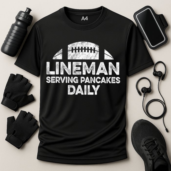 Lineman Serving Pancakes Daily Football Offensive Lineman Cooling Performance Crew T-Shirt