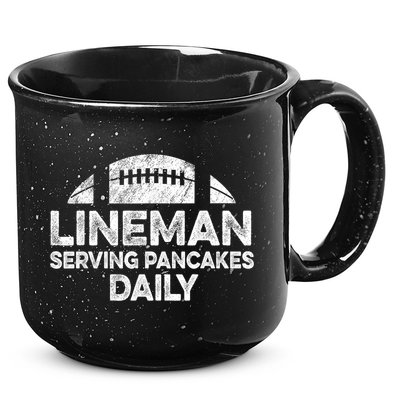 Lineman Serving Pancakes Daily Football Offensive Lineman 15oz Campfire Ceramic Mug