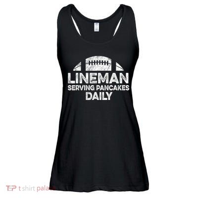Lineman Serving Pancakes Daily Football Offensive Lineman Ladies Essential Flowy Tank