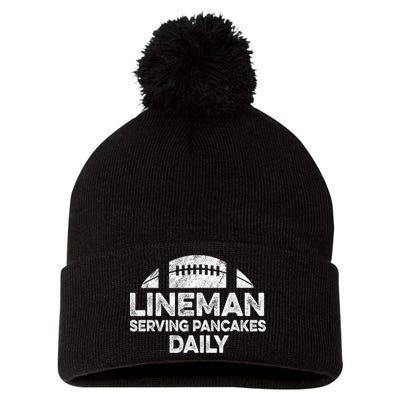Lineman Serving Pancakes Daily Football Offensive Lineman Pom Pom 12in Knit Beanie