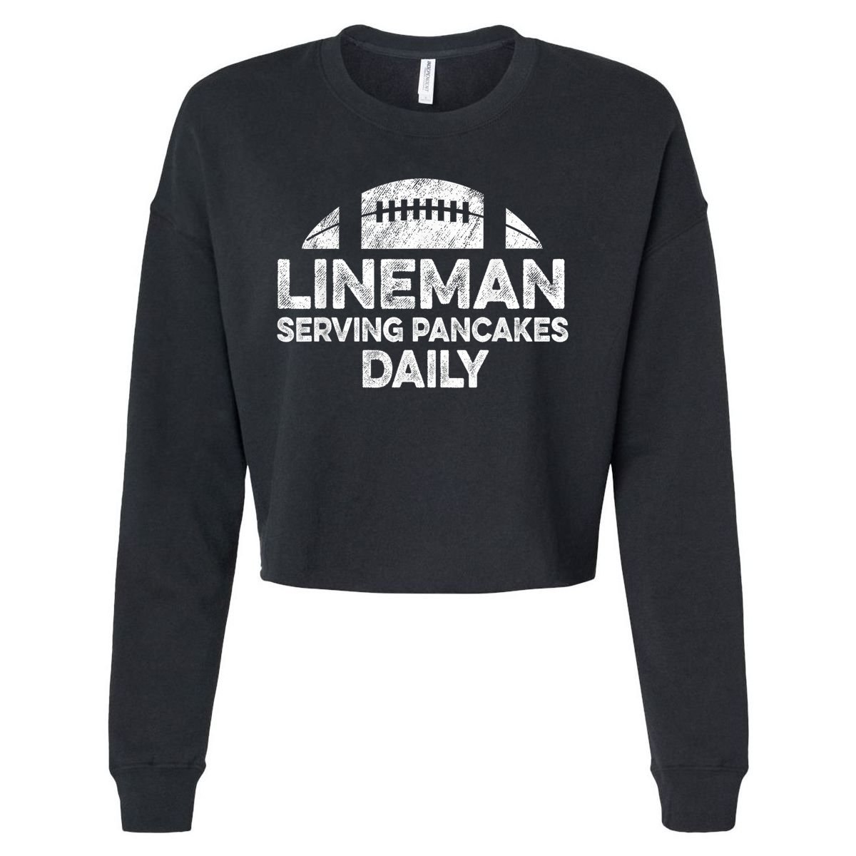 Lineman Serving Pancakes Daily Football Offensive Lineman Cropped Pullover Crew