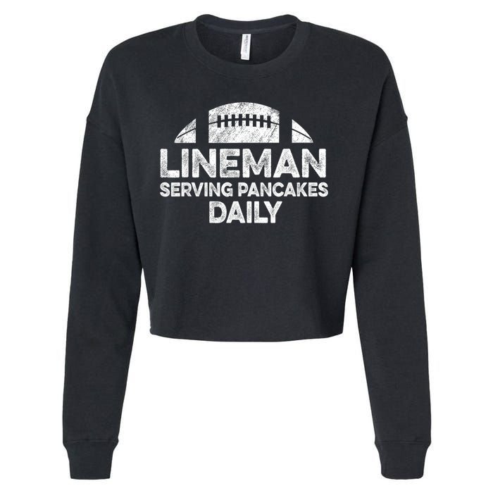 Lineman Serving Pancakes Daily Football Offensive Lineman Cropped Pullover Crew
