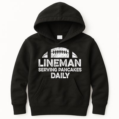 Lineman Serving Pancakes Daily Football Offensive Lineman Kids Hoodie
