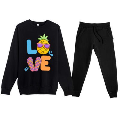 Love Summer Pineapple Cute Premium Crewneck Sweatsuit Set