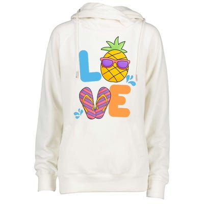 Love Summer Pineapple Cute Womens Funnel Neck Pullover Hood