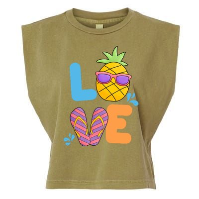 Love Summer Pineapple Cute Garment-Dyed Women's Muscle Tee