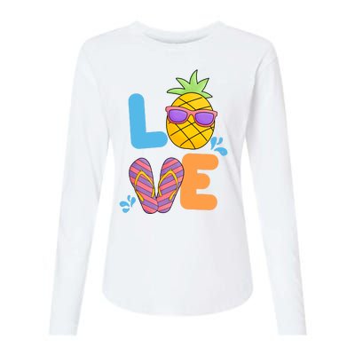 Love Summer Pineapple Cute Womens Cotton Relaxed Long Sleeve T-Shirt