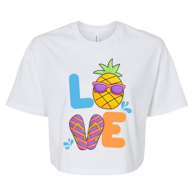 Love Summer Pineapple Cute Bella+Canvas Jersey Crop Tee