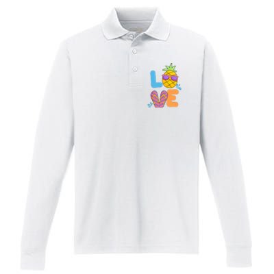 Love Summer Pineapple Cute Performance Long Sleeve Polo