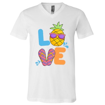 Love Summer Pineapple Cute V-Neck T-Shirt