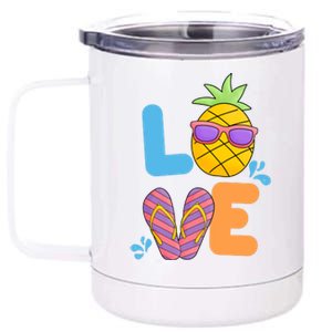 Love Summer Pineapple Cute 12 oz Stainless Steel Tumbler Cup