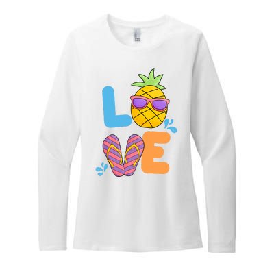 Love Summer Pineapple Cute Womens CVC Long Sleeve Shirt