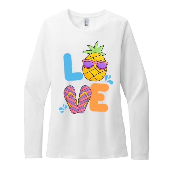 Love Summer Pineapple Cute Womens CVC Long Sleeve Shirt