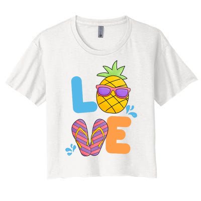 Love Summer Pineapple Cute Women's Crop Top Tee